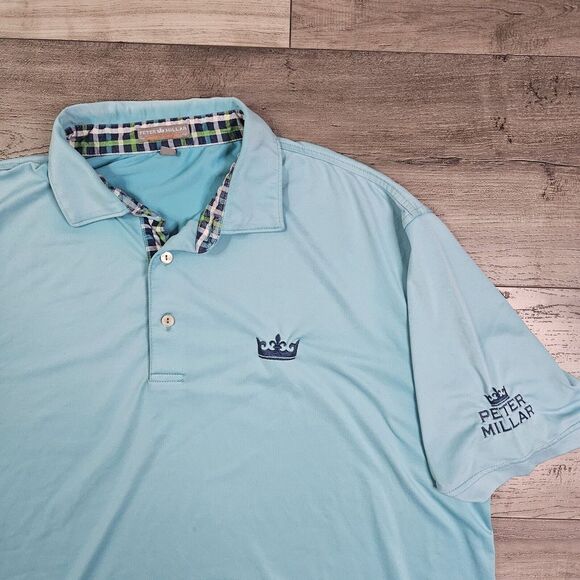 Peter Millar Summer Comfort Polo Golf Shirt Men's XL Golf Logo Blue Aqua - Picture 3 of 9